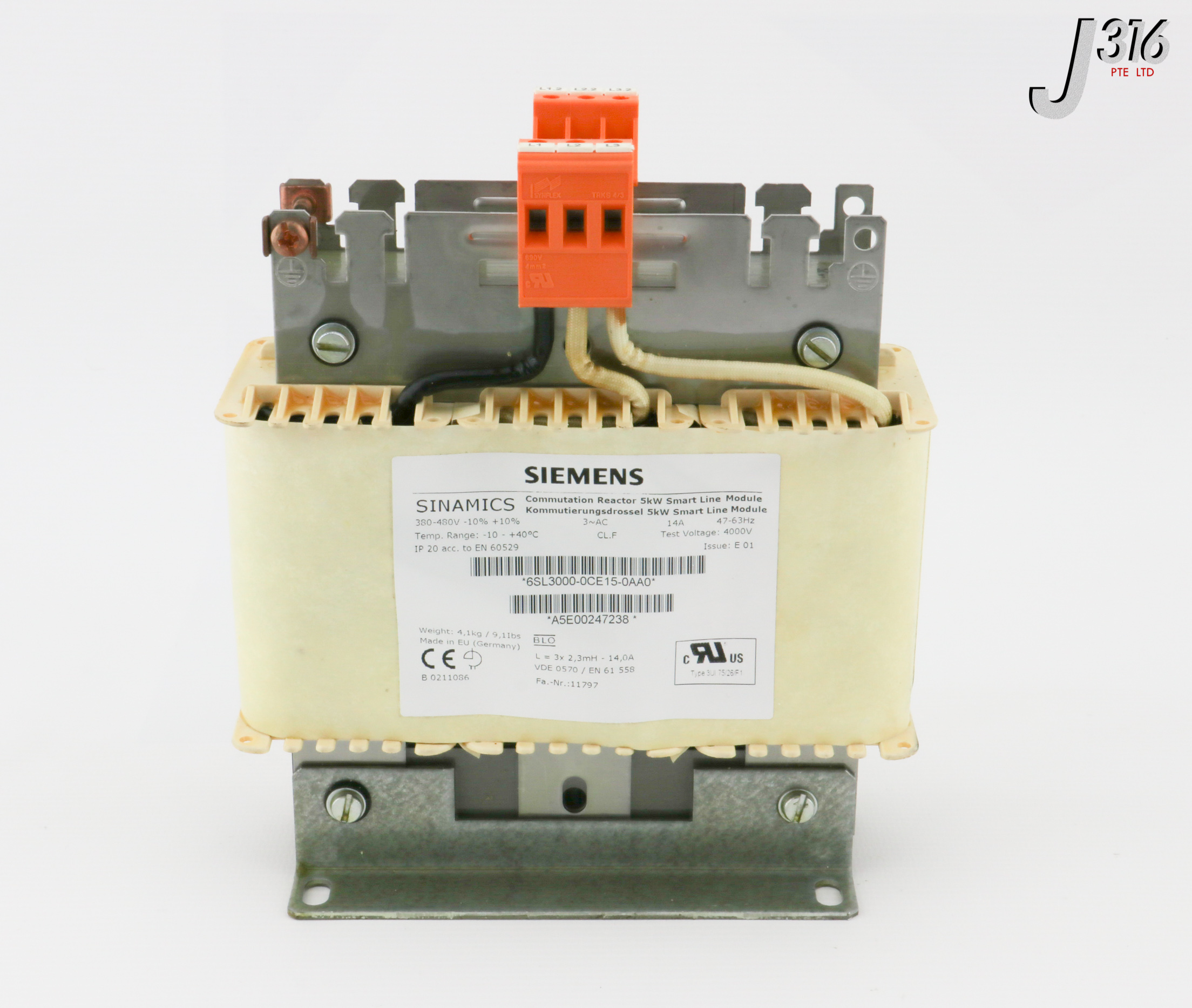 カン 31371 SIEMENS LINE REACTOR, SMART LINE MODULE, 5KW 6SL3000-0CE15